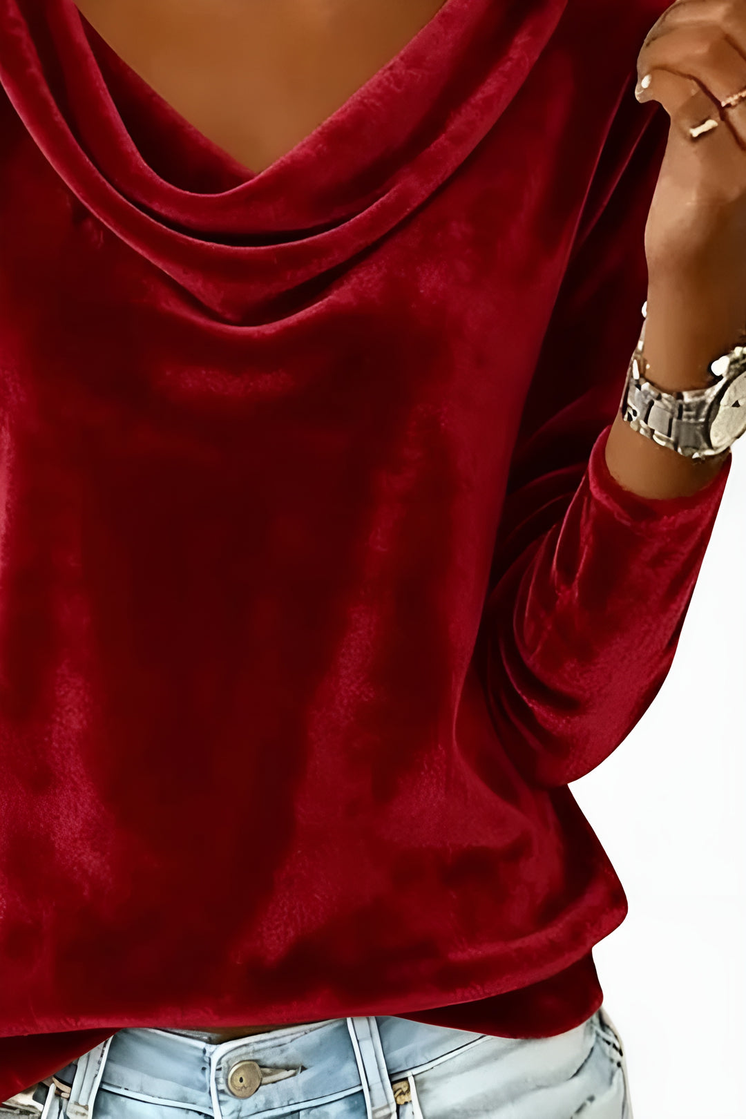 Warylossa | Elegant Cowl Neck Velvet Top