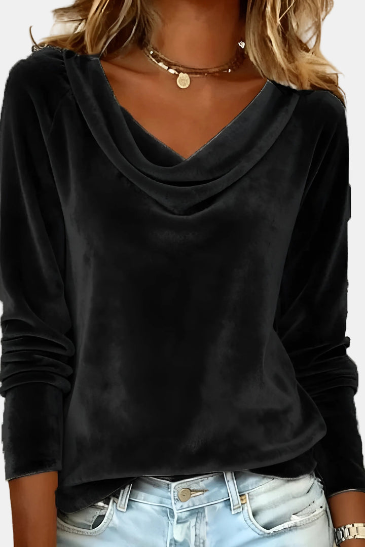 Warylossa | Elegant Cowl Neck Velvet Top