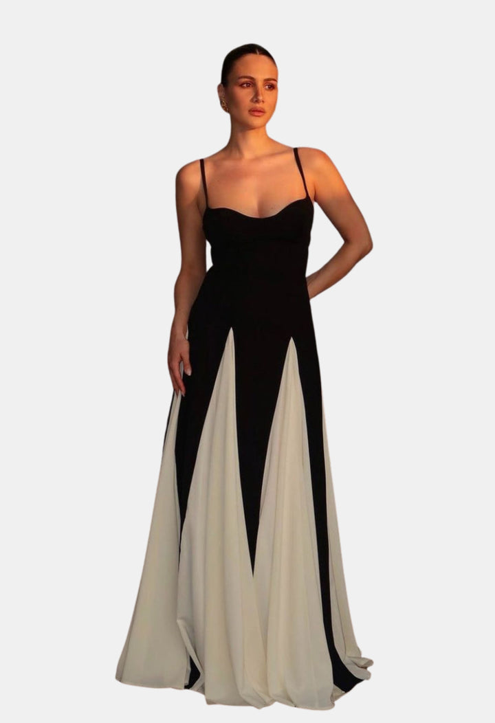 Waryndelle | Wedding Guest Two Tone Maxi Dress with Front Slit