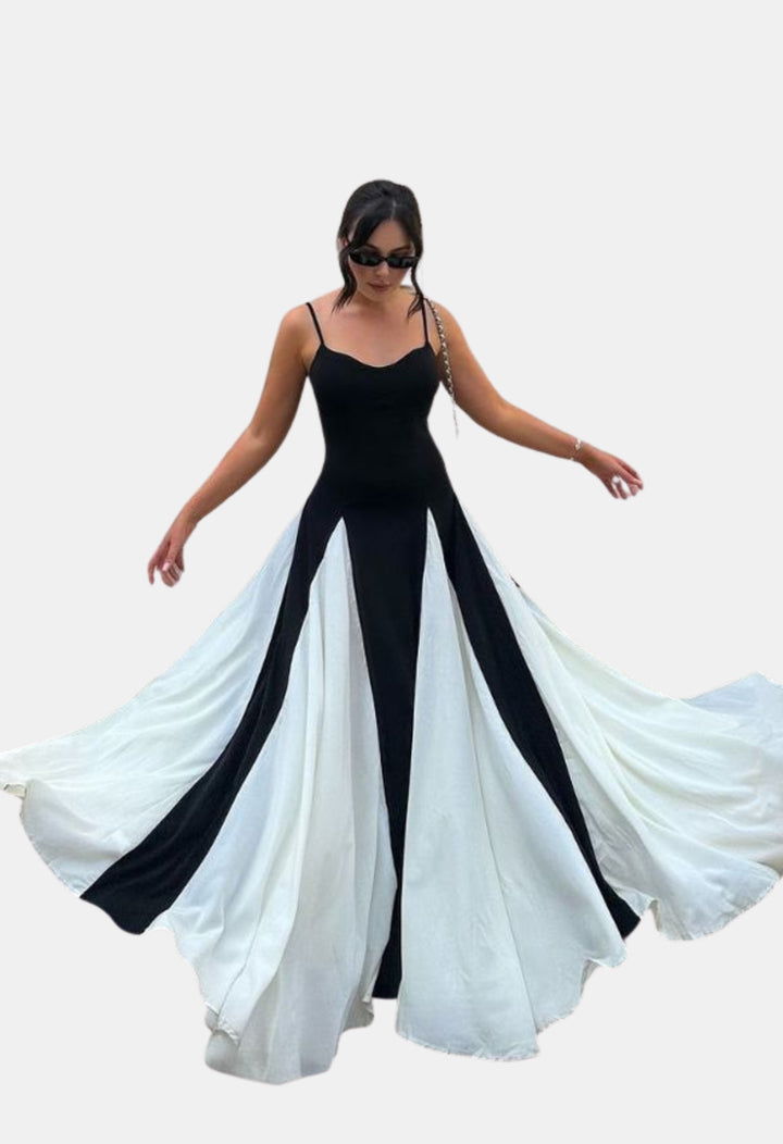 Waryndelle | Wedding Guest Two Tone Maxi Dress with Front Slit