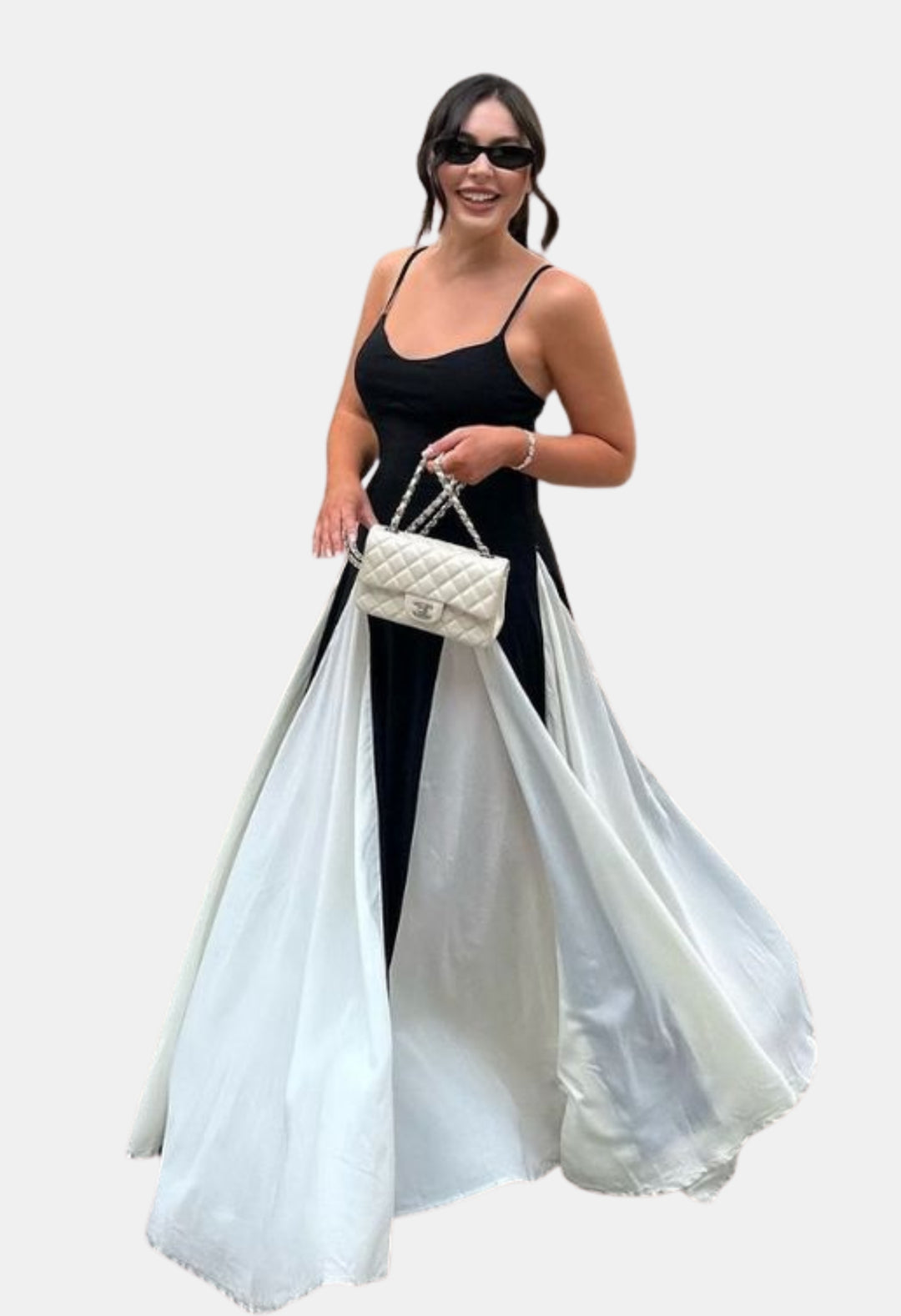 Waryndelle | Wedding Guest Two Tone Maxi Dress with Front Slit
