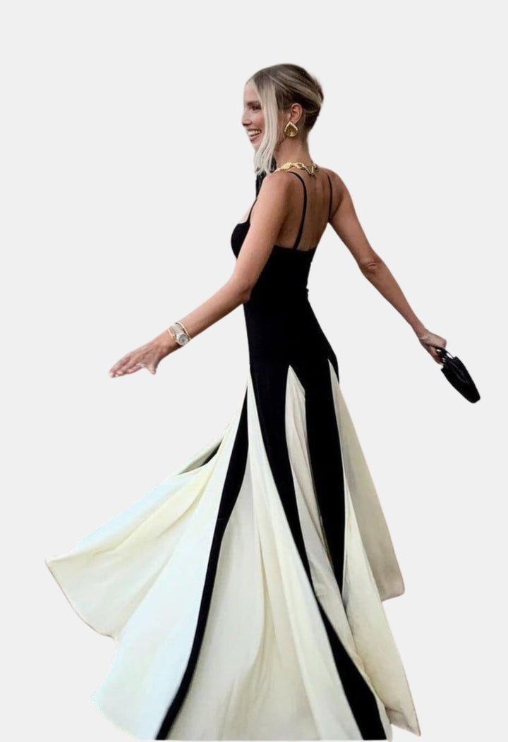Waryndelle | Wedding Guest Two Tone Maxi Dress with Front Slit