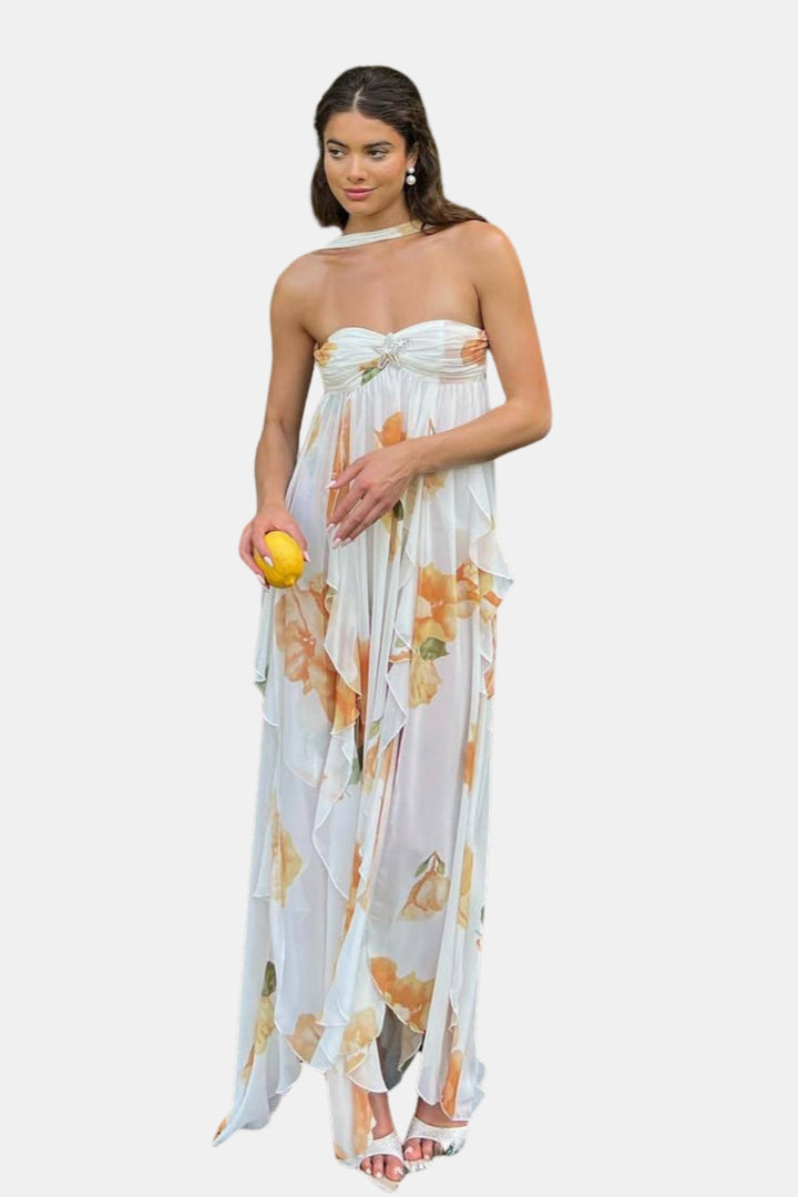 Waryndora | Elegant Halter Maxi Dress with Empire Waist
