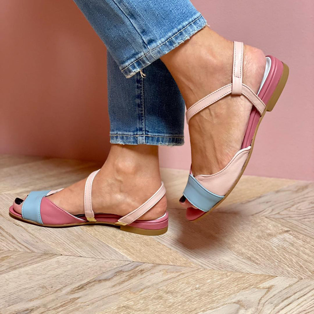 Wendolyn | Color Block Sandals with Ankle Strap