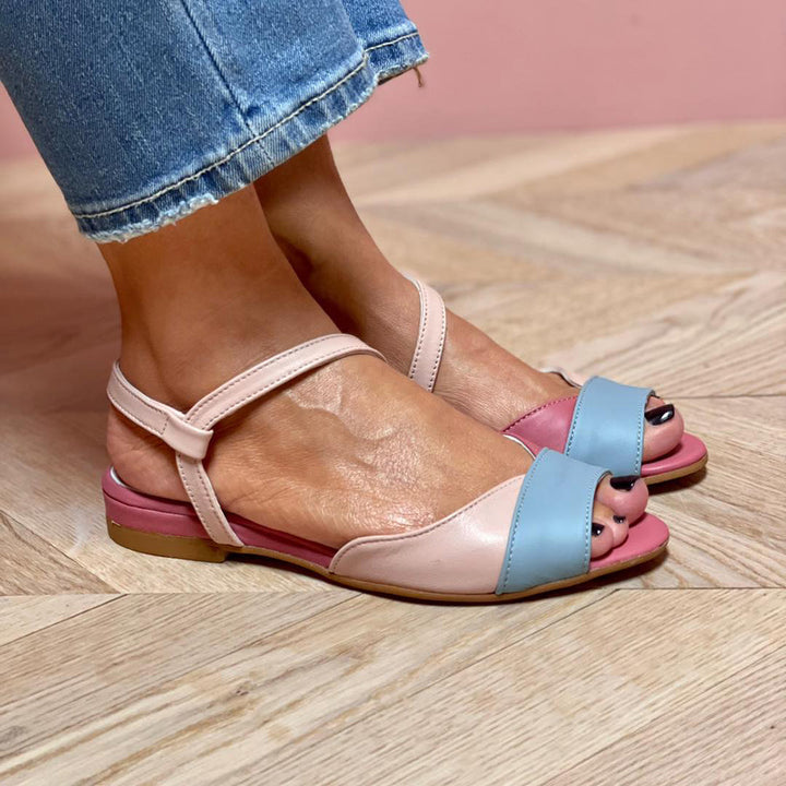 Wendolyn | Color Block Sandals with Ankle Strap