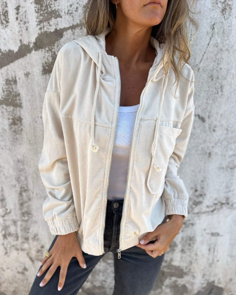 Wendy | Corduroy Hooded Jacket with Zip Front