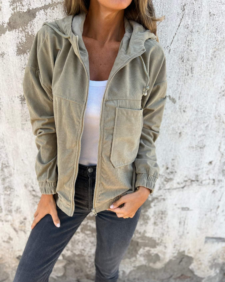 Wendy | Corduroy Hooded Jacket with Zip Front