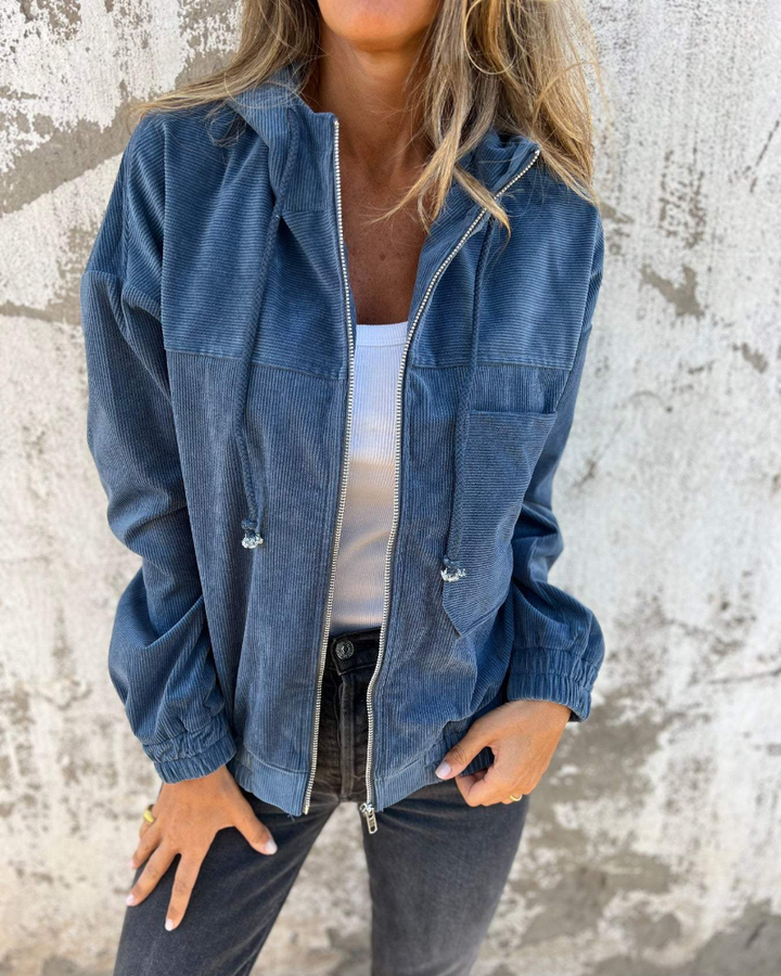Wendy | Corduroy Hooded Jacket with Zip Front