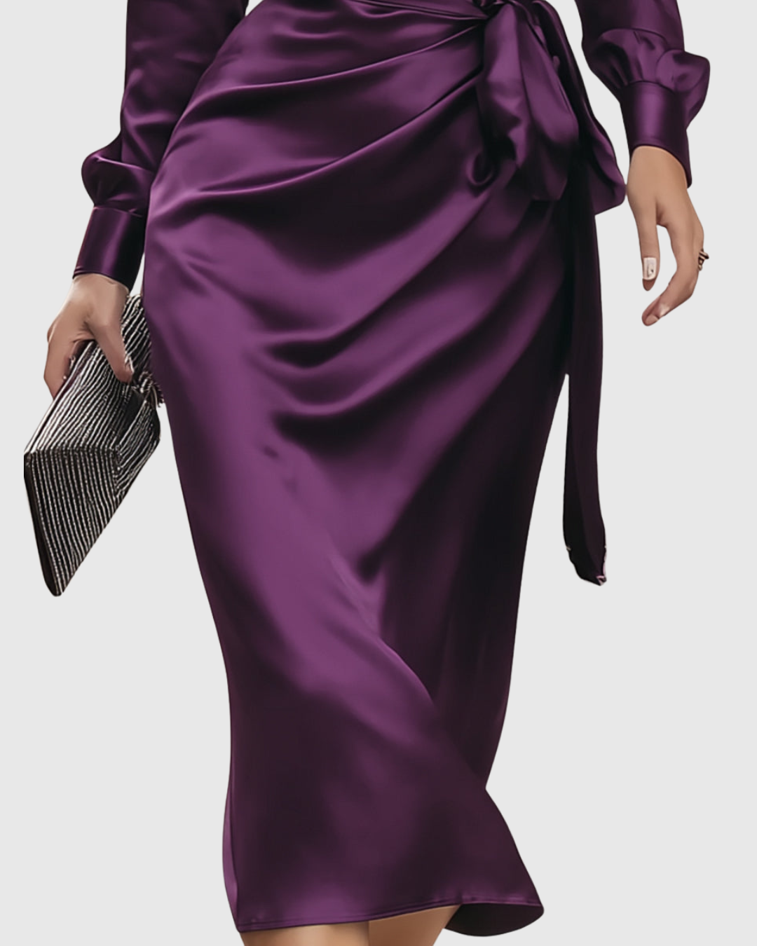 Werylla | Refined Wrap Midi Dress with Tie Waist