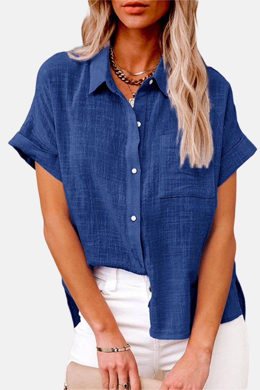 Westlynne | Button Front Shirt with Short Sleeves