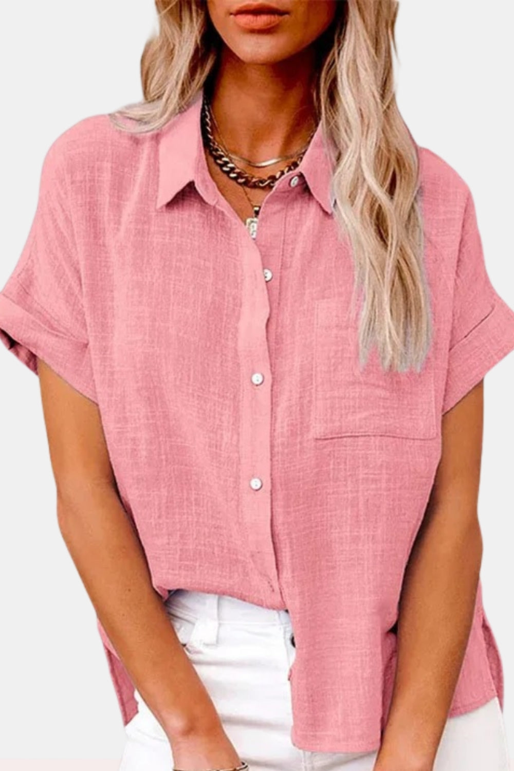 Westlynne | Button Front Shirt with Short Sleeves