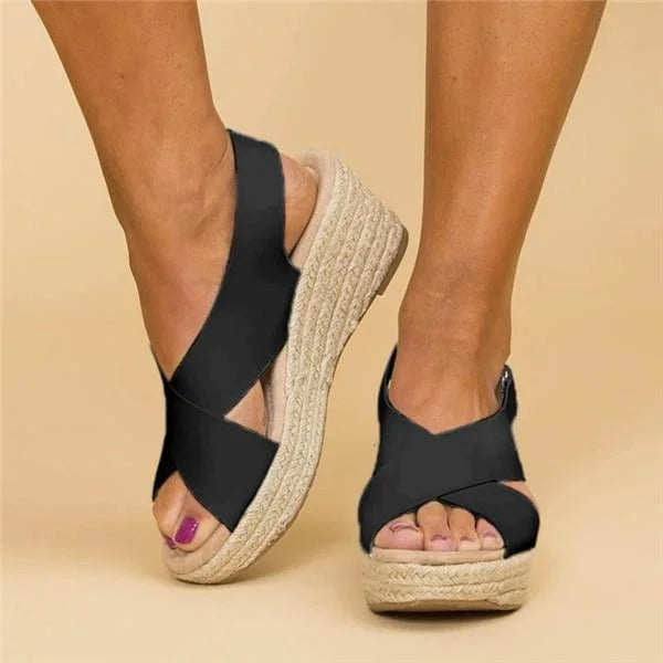 Willena | Wedge Sandals with Cross Strap Design