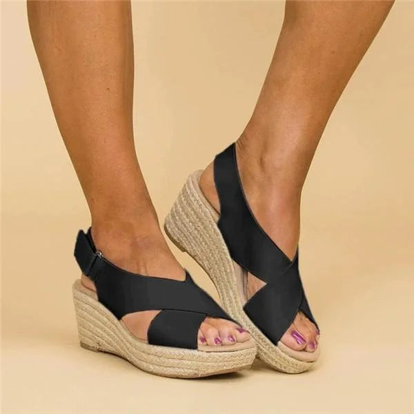 Willena | Wedge Sandals with Cross Strap Design