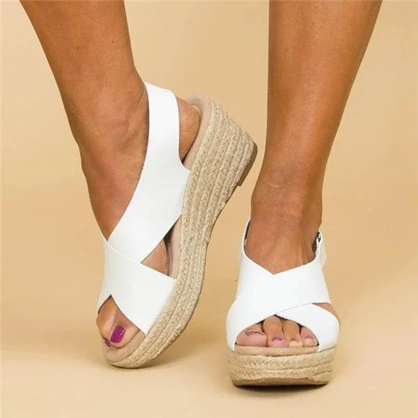 Willena | Wedge Sandals with Cross Strap Design