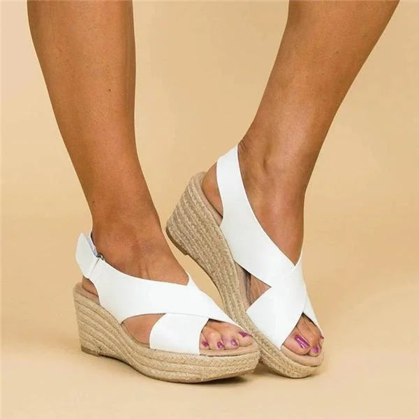 Willena | Wedge Sandals with Cross Strap Design