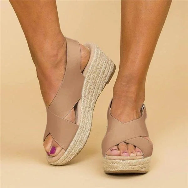 Willena | Wedge Sandals with Cross Strap Design