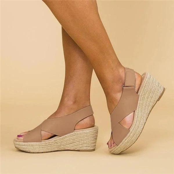 Willena | Wedge Sandals with Cross Strap Design