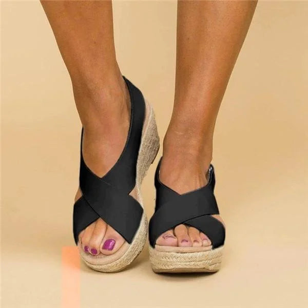Willena | Wedge Sandals with Cross Strap Design
