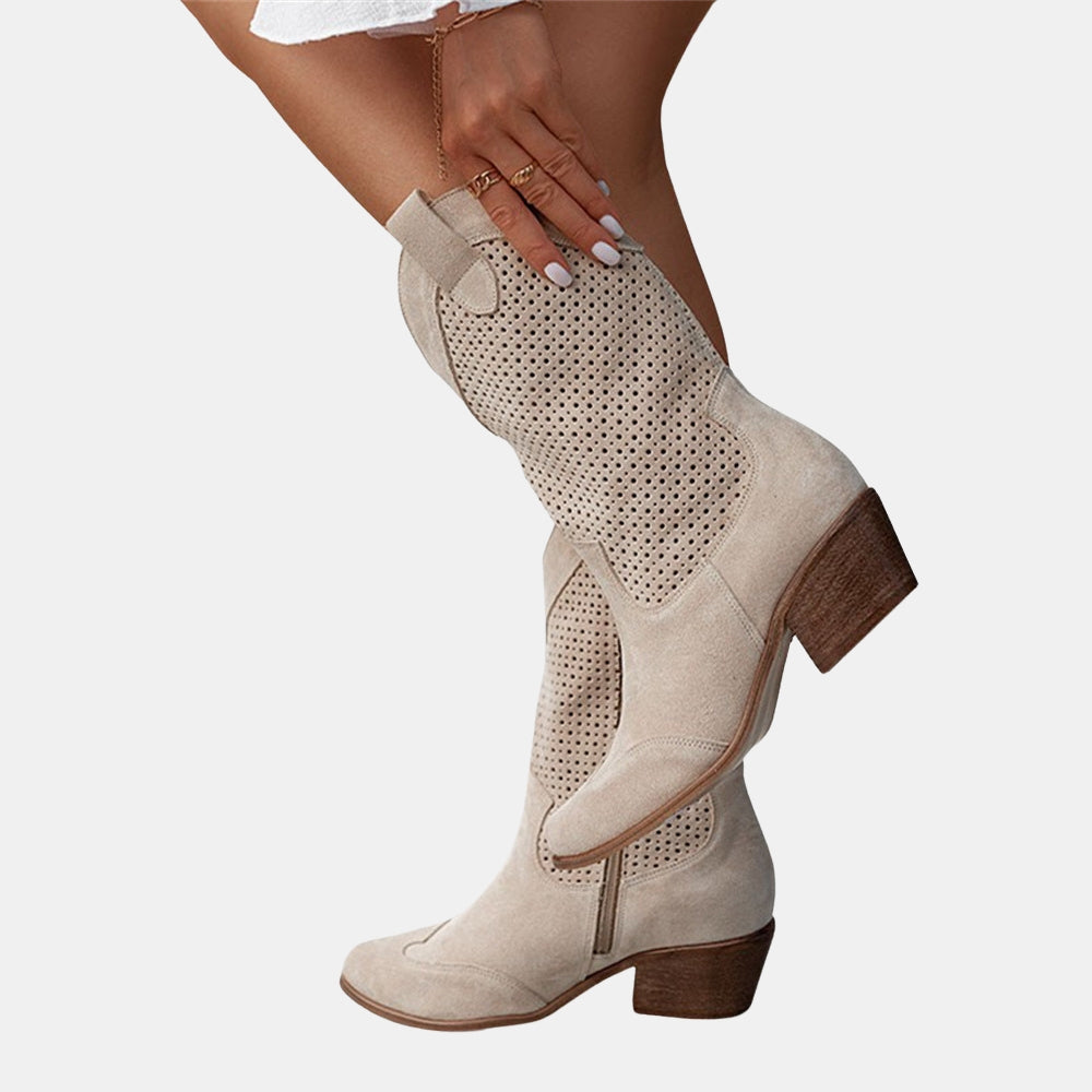 Willodean | Western Ankle Boots with Perforated Detail