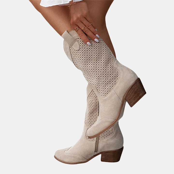 Willodean | Western Ankle Boots with Perforated Detail