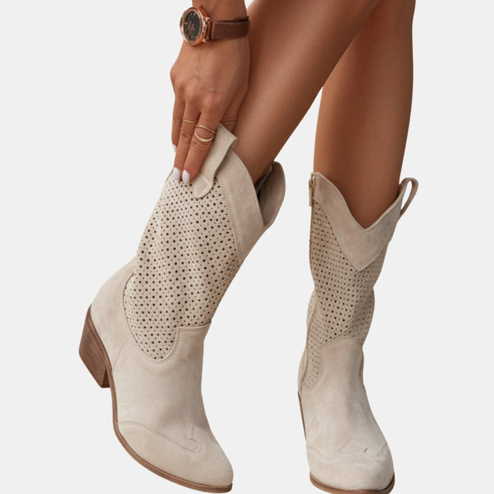 Willodean | Western Ankle Boots with Perforated Detail
