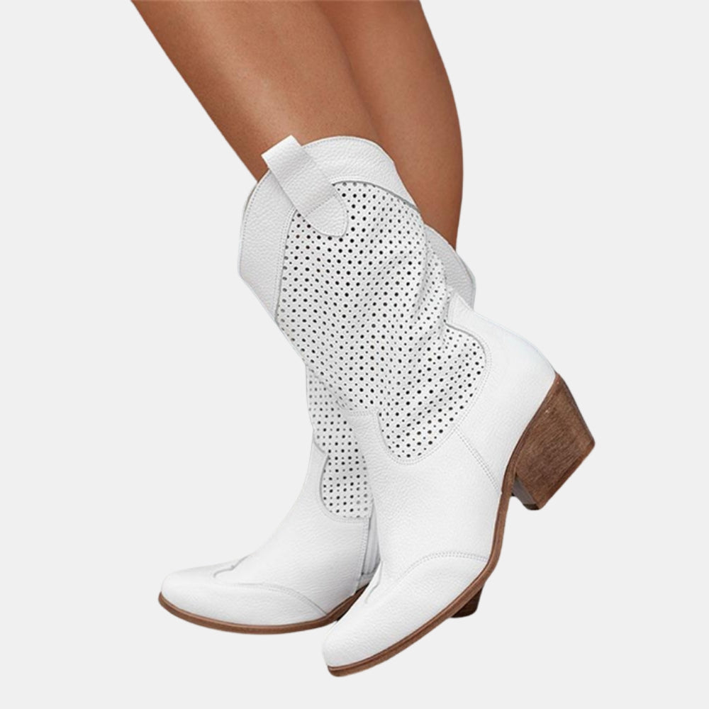 Willodean | Western Ankle Boots with Perforated Detail