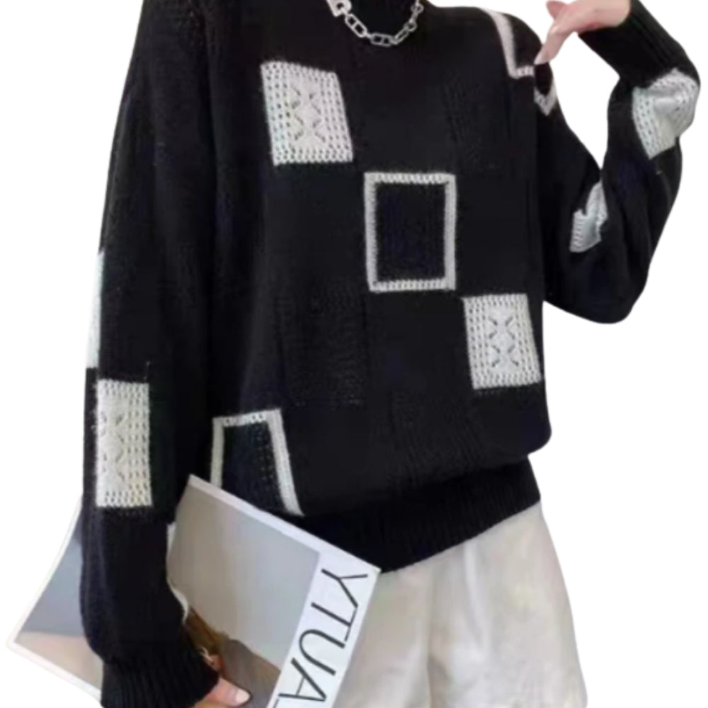Winslow | Patchwork Knit Sweater with Crew Neck