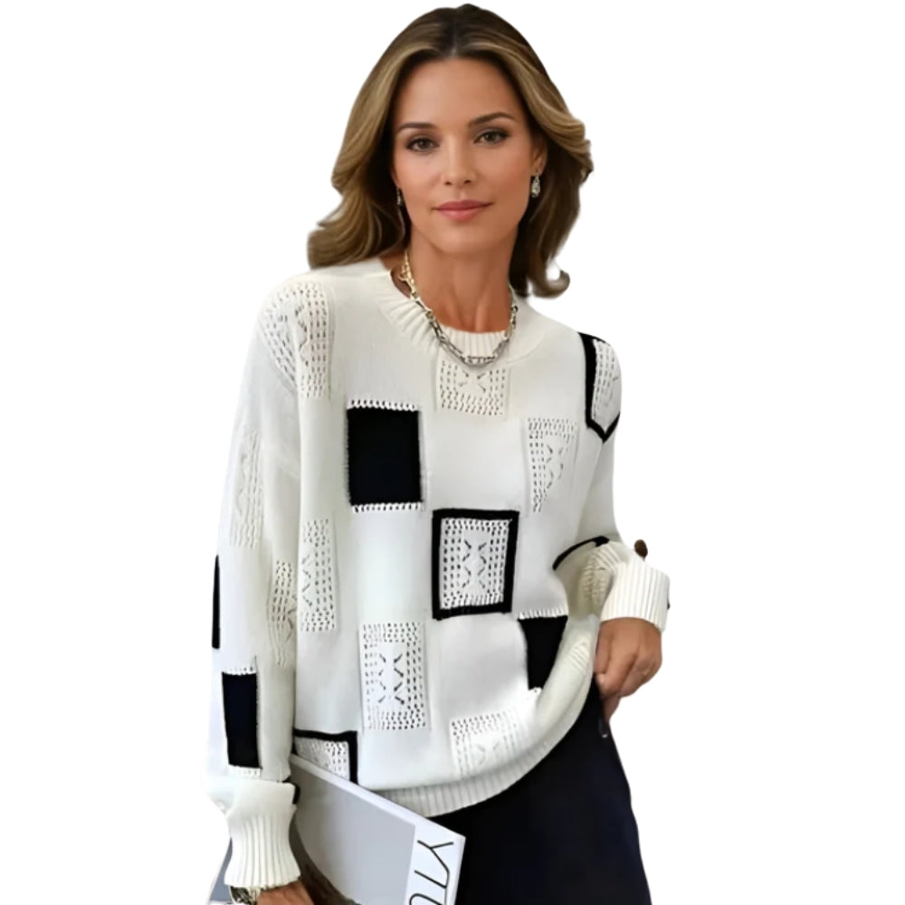 Winslow | Patchwork Knit Sweater with Crew Neck