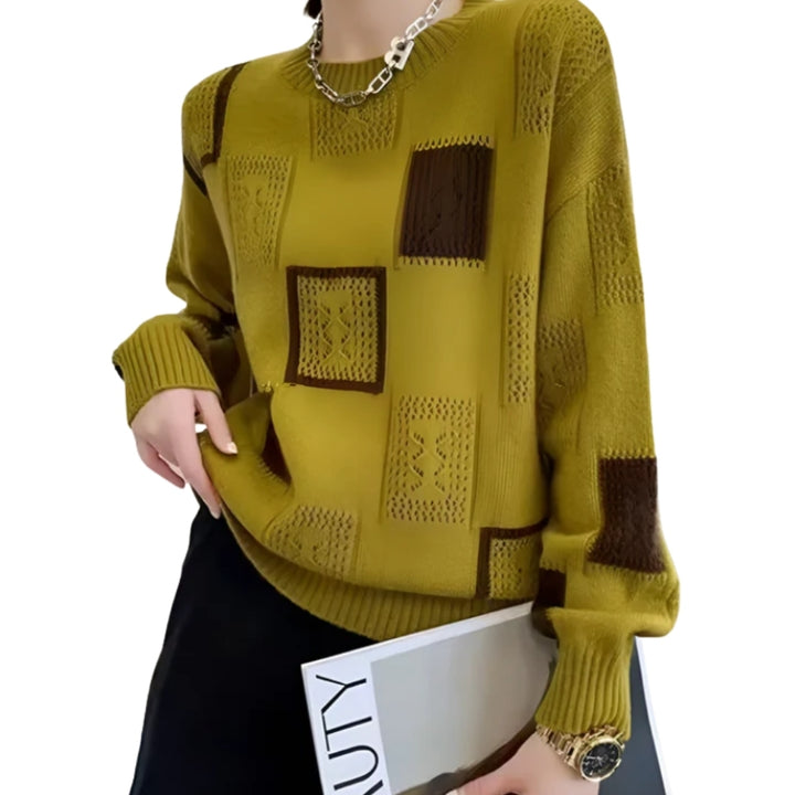 Winslow | Patchwork Knit Sweater with Crew Neck