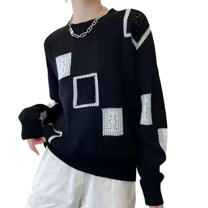 Winslow | Patchwork Knit Sweater with Crew Neck