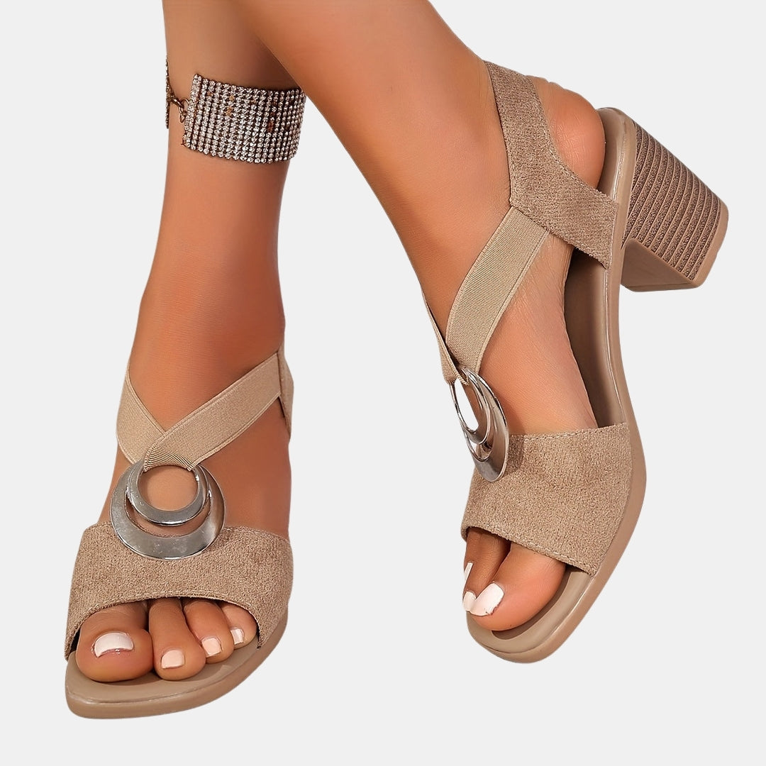 Wisteria | Block Heel Sandals with Ring Detail