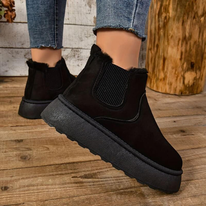 Xandra | Platform Chelsea Boots with Plush Trim