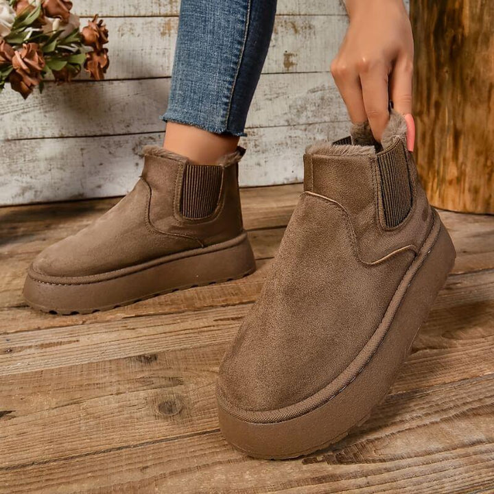 Xandra | Platform Chelsea Boots with Plush Trim