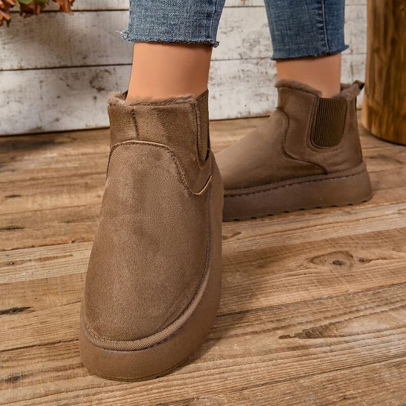 Xandra | Platform Chelsea Boots with Plush Trim