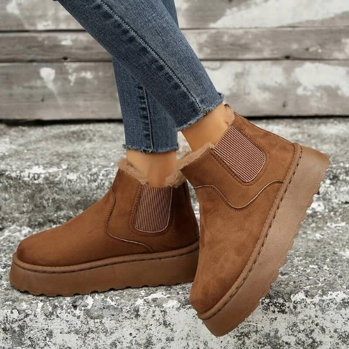 Xandra | Platform Chelsea Boots with Plush Trim