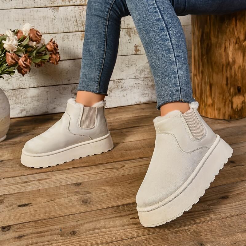Xandra | Platform Chelsea Boots with Plush Trim