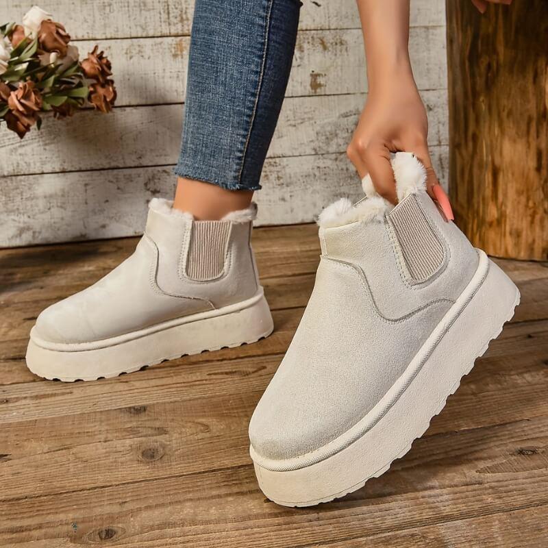 Xandra | Platform Chelsea Boots with Plush Trim
