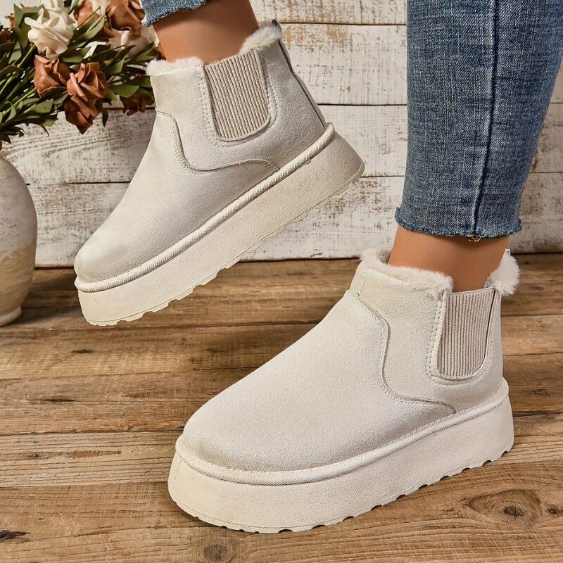 Xandra | Platform Chelsea Boots with Plush Trim