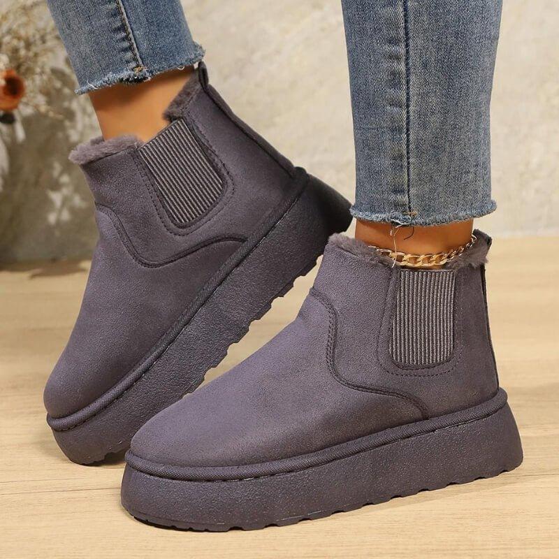 Xandra | Platform Chelsea Boots with Plush Trim