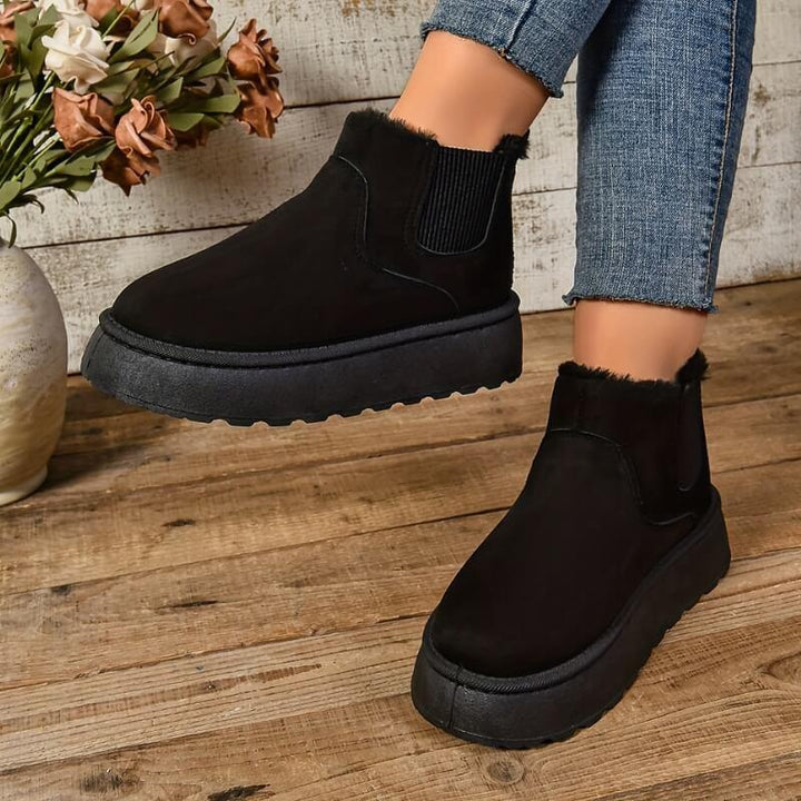 Xandra | Platform Chelsea Boots with Plush Trim