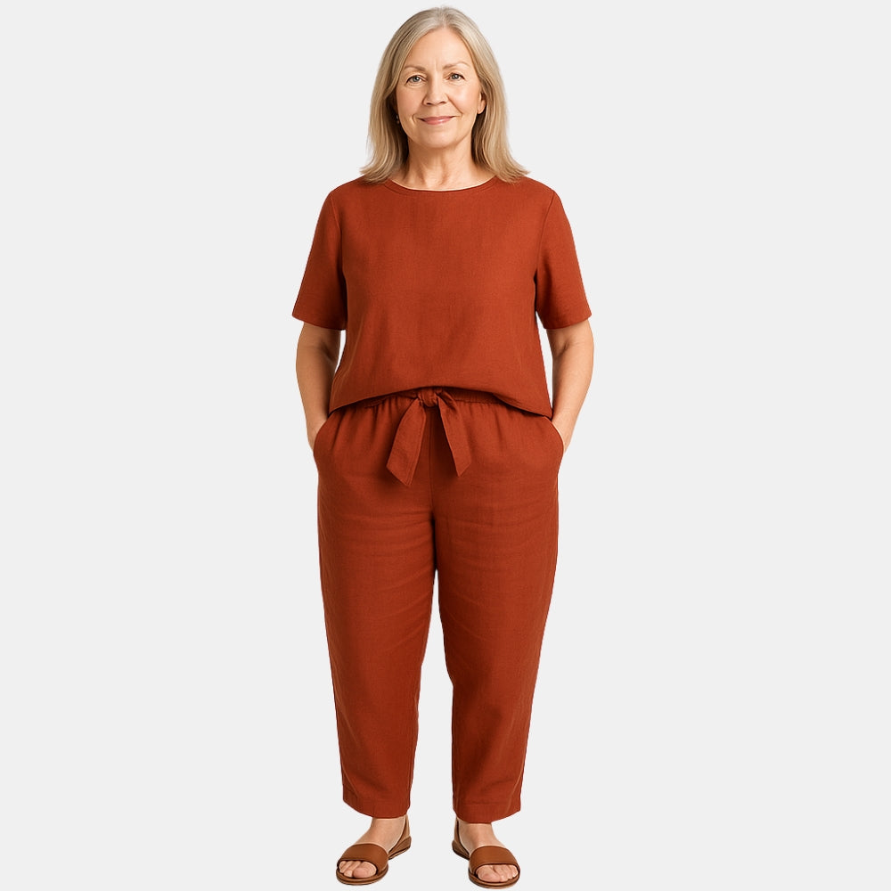 Xanthe | Classic Short Sleeve Top and Pants Set