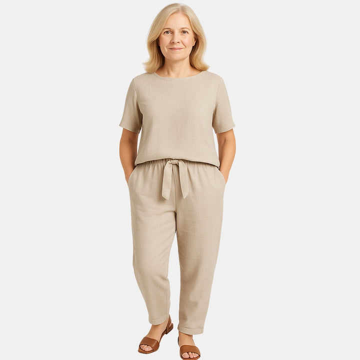 Xanthe | Classic Short Sleeve Top and Pants Set