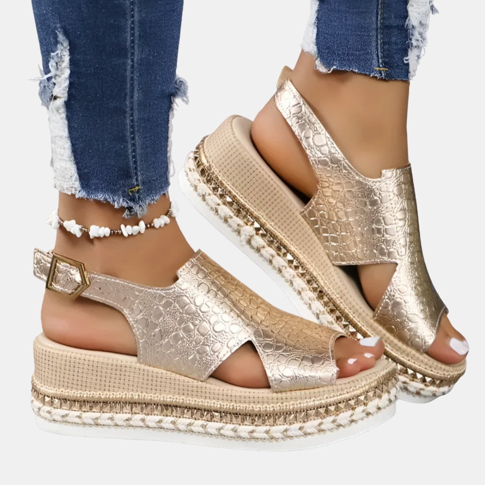Xavia | Platform Sandals with Textured Upper