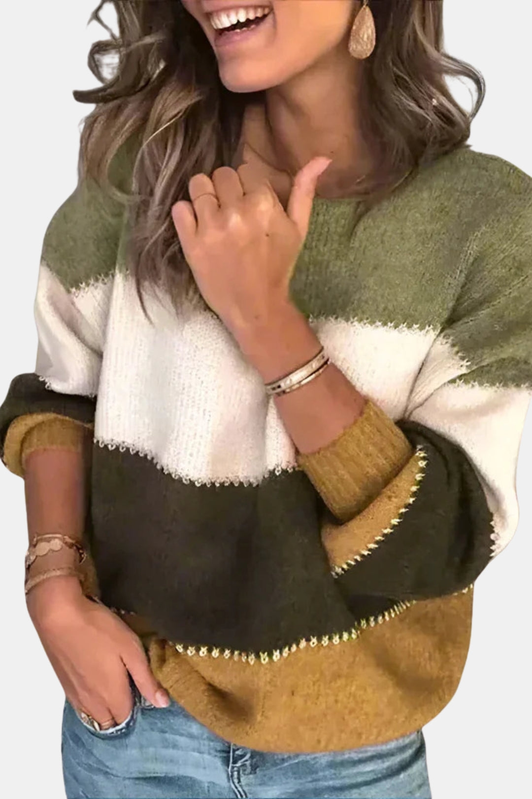 Xavielle | Striped Knit Sweater with Long Sleeves