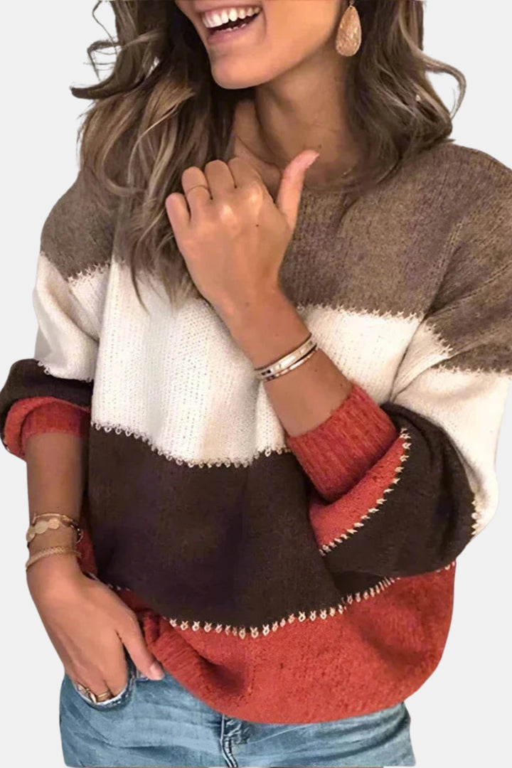 Xavielle | Striped Knit Sweater with Long Sleeves