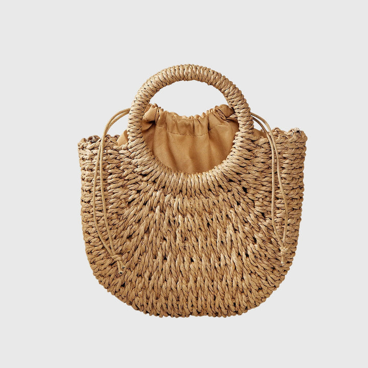 Xavierae | Woven Straw Handbag with Round Handles