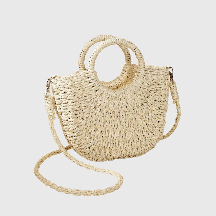 Xavierae | Woven Straw Handbag with Round Handles