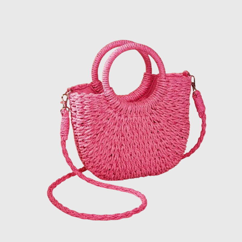 Xavierae | Woven Straw Handbag with Round Handles