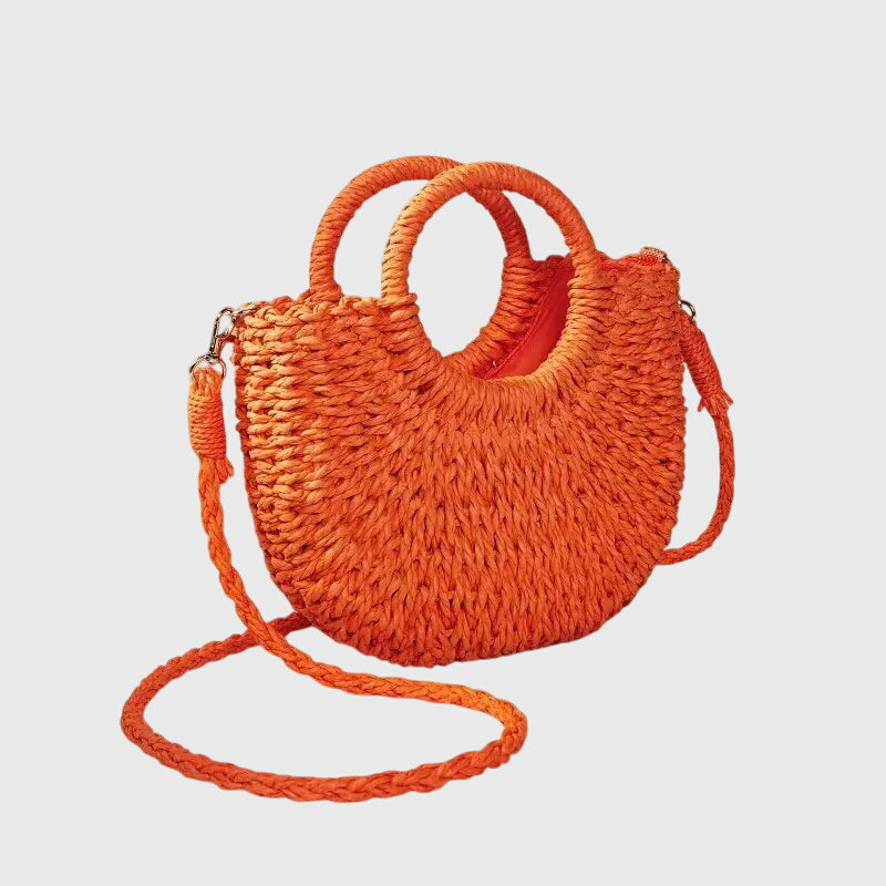 Xavierae | Woven Straw Handbag with Round Handles