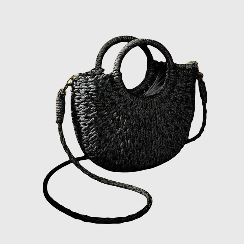 Xavierae | Woven Straw Handbag with Round Handles